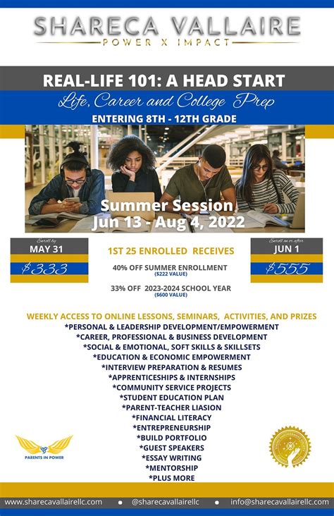 Real Life 101 A Head Start Life Career And College Prep June 13