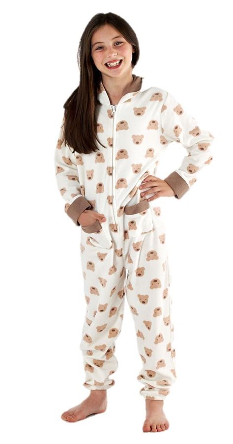 Girls Onesie All In One Teddy Bear One Piece Pajama Pyjamas Sleepwear