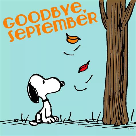Snoopy Goodbye September With Images Snoopy Snoopy And Woodstock