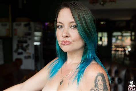 Wallpaper Suicide Girls Women Tattoo Blue Hair Susu Armchairs