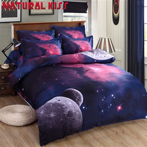 2016 Hot Star Galaxy Bedding Sets Twin Full Queen Size Universe Outer Space 4pc Duvet Cover Set