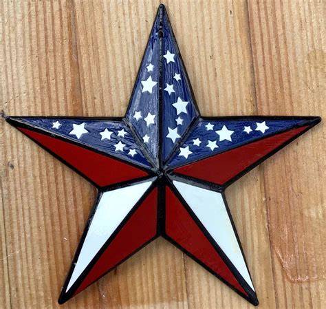Patriotic American Flag Star Christmas Tree Topper 8x 8 Etsy Uk