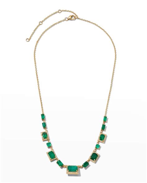 Siena Jewelry 14k Yellow Gold Emerald And Diamond Necklace Neiman Marcus