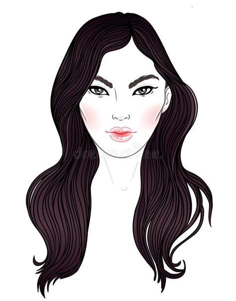 Young Asian Woman With Long Hair Fashion Vector Illustration I Stock