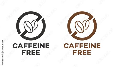 Caffeine Free Icon Sign Isolated Coffee Beans Vector Design Stock