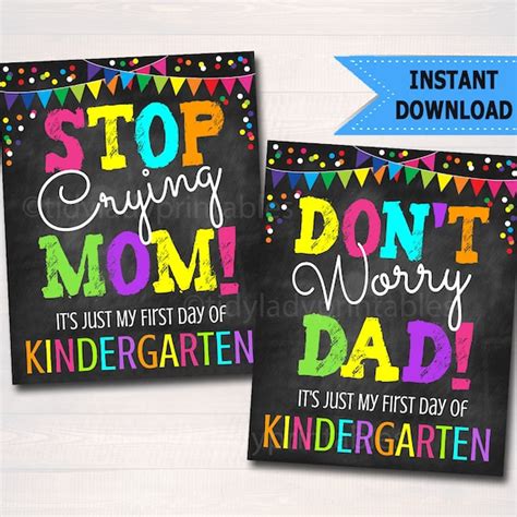 Stop Crying Mom Back To School Photo Prop First Day Of Kindergarten Chalkboard Signs 1st Day