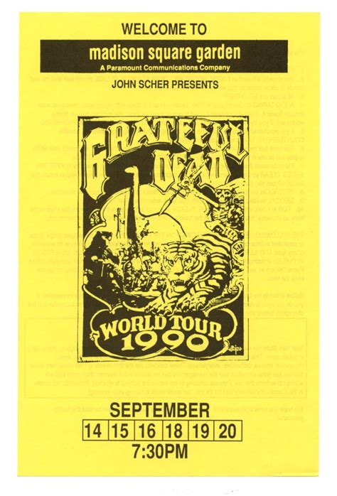 Grateful Dead Handbill 1990 Sep 14 Madison Square Garden Concert