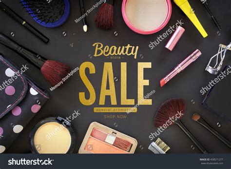 Cover Design Makeup Cosmetics Brushes On Stock Photo 458571277