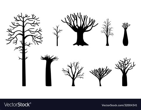 Naked Trees Silhouette Royalty Free Vector Image