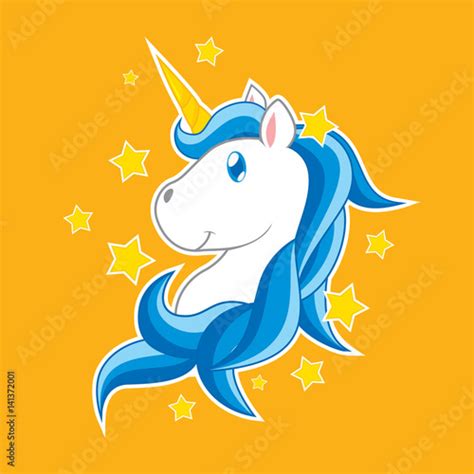 Unicorn Cartoon Vector Blue Stock Image And Royalty Free Vector