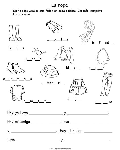 13 Worksheets Spanish Vocabulary Practice