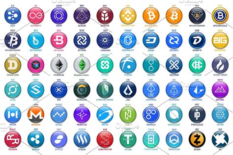 Set Of 60 Cryptocurrency Symbols Pre Designed Photoshop Graphics