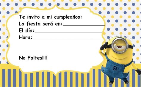 Edita tu invitación de cumpleaños de manera fácil y rápida. Las mejores invitaciones de Minions para imprimir (gratis)