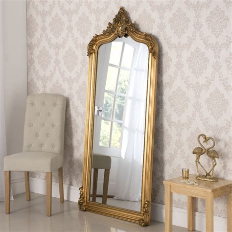 Yg136 Gold Full Lenght Leaner Mirror A Decorative Arched Top Swept