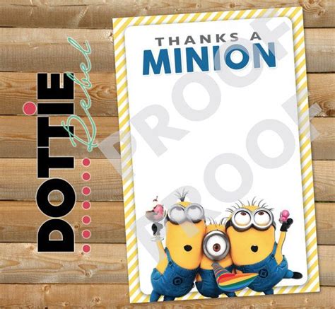 Instant Download Thanks A Minion Thank You Card 4x6 Minions