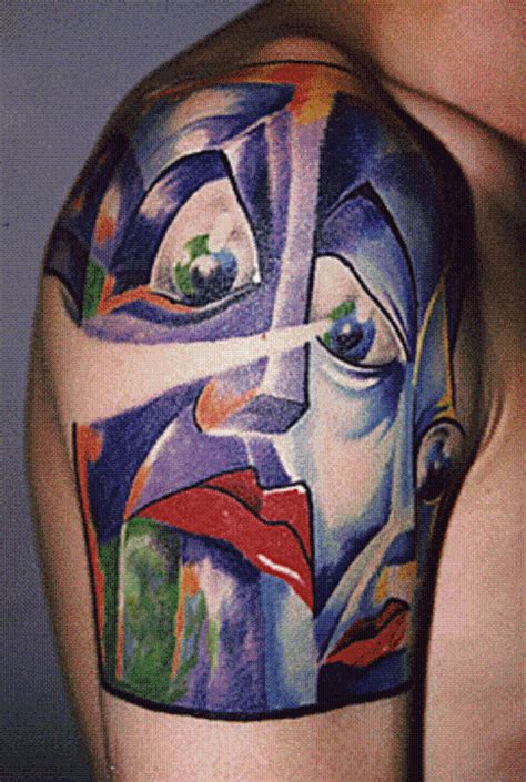 retrato abstracto de  payaso triste tatuajes