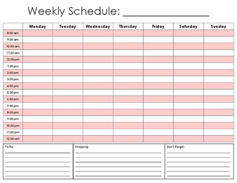 weekly calendar schedule printable month calendar