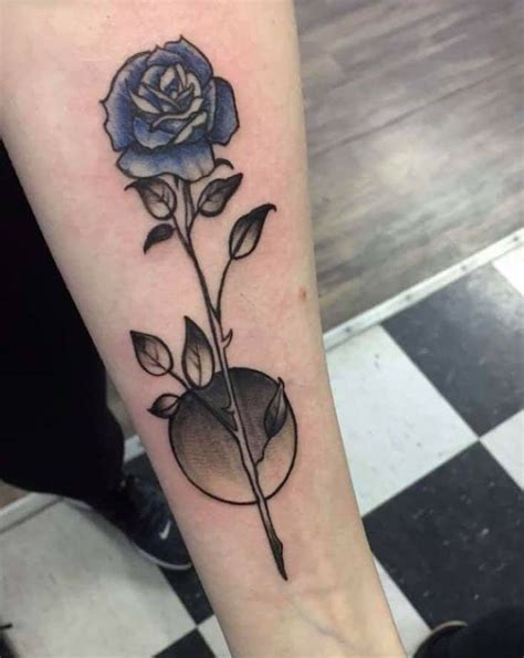 Rose With Stem Tattoo Black And Grey With A Little Light