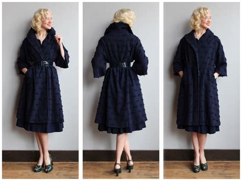 1950s Coat Lilli Ann Navy Swing Coat Vintage 50s Lilli Etsy