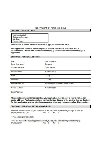job application forms   ms word