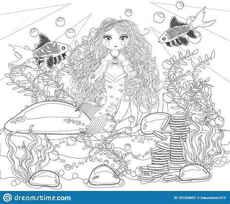This picture is perfect because no ocean coloring page exercise would ever be complete without sea shells. Beautiful Mermaid. Underwater World. Anti Stress Coloring ...