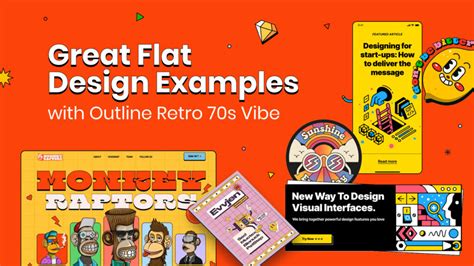 40 Great Flat Design Examples With Outline Retro 70s Vibes Gm Blog