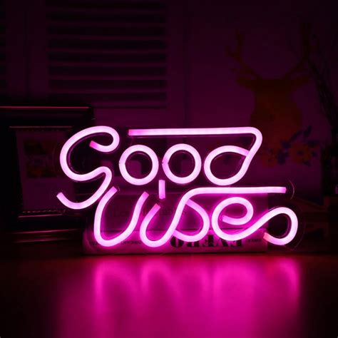 living room interior design personalized name neon sign neon sign wall art good vibes only
