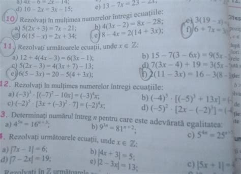 10 Rezolvaţi în Multimea Numerelor Intregi Ecuațiile 52x 3 7x