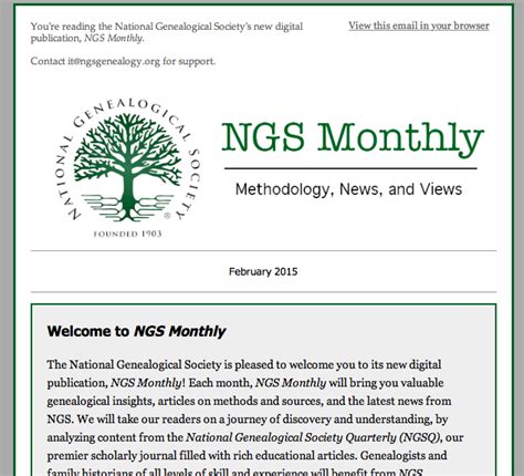 Upfront With Ngs National Genealogical Society Launches Ngs Monthly