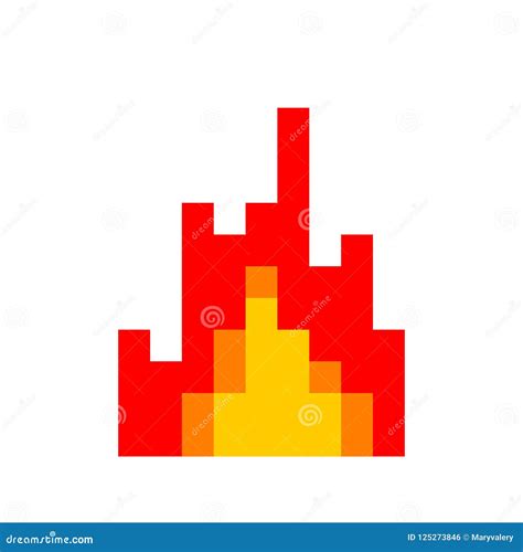 Fire Pixel Art 8 Bit Flame Stock Vector Illustration Of Cartoon