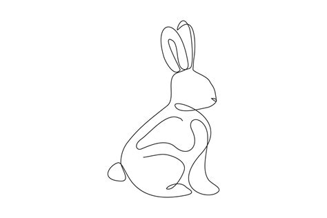 Continuous Line Drawing Of Cute Rabbit Single One Line Art Of