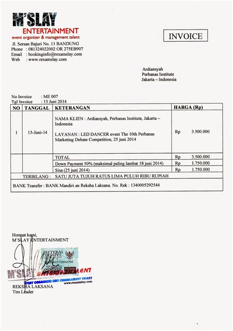 15 Contoh Invoice Untuk Berbagai Keperluan Disertai Penjelasan