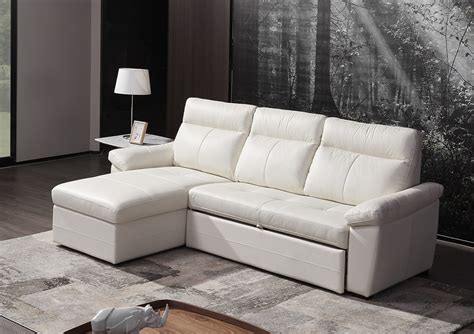 Genuine Leather Sectional Sofa With Pull Out Sofa Bed 2640 Leather