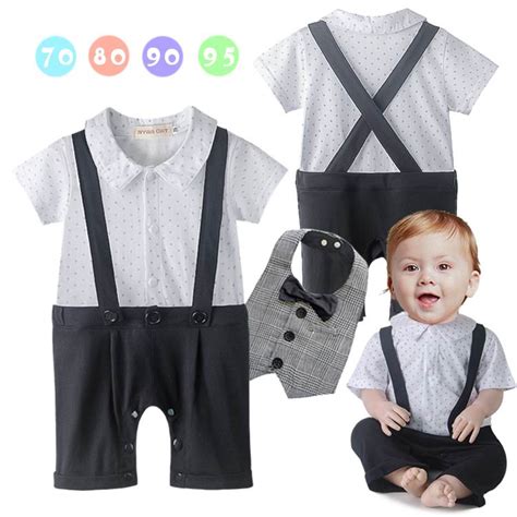 Summer Baby Boys Rompers Infant Gentleman Star Short Sleeve Jumpsuit
