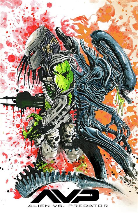 The series is a crossover between the alien and predator franchises. Alien vs. Predator Painting by James Holko