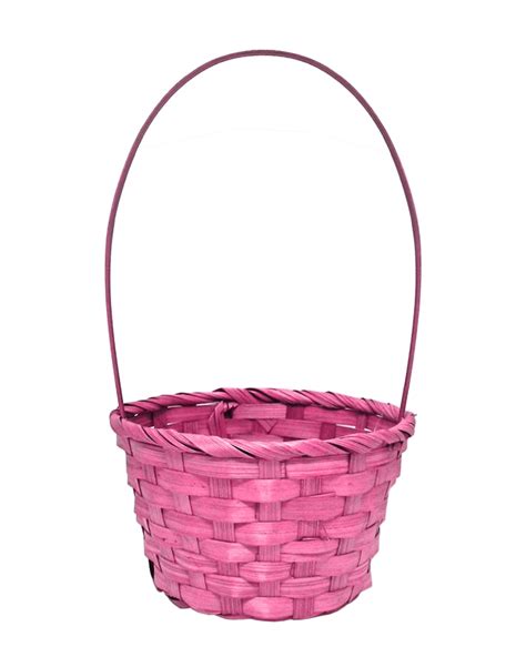 Happy Easter Woven Basket With Handle Large Pink 35cm X 22cm X 11cm