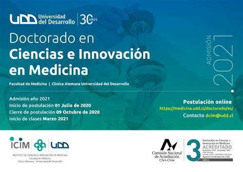 doctorado en ciencias e innovación en medicina abre sus postulaciones para el año 2021