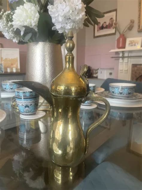 ANTIQUE BRASS TURKISH Dallah Arabic Middle Eastern Decorative Coffee