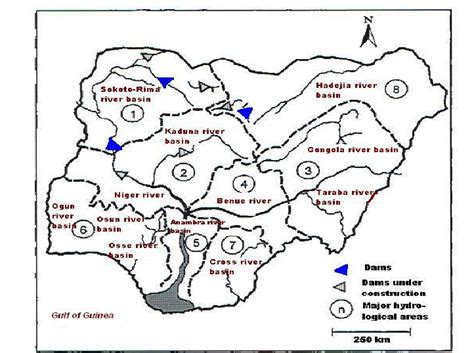 map  nigeria showing major rivers  hydrological basins  niger  scientific