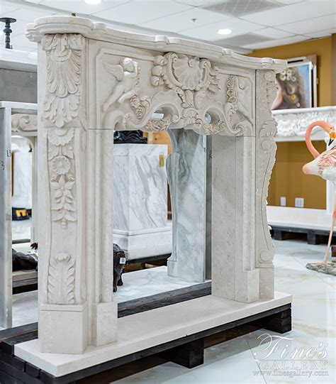 Marble Fireplaces Winged Cherubs Carved Marble Mantel In Botticino