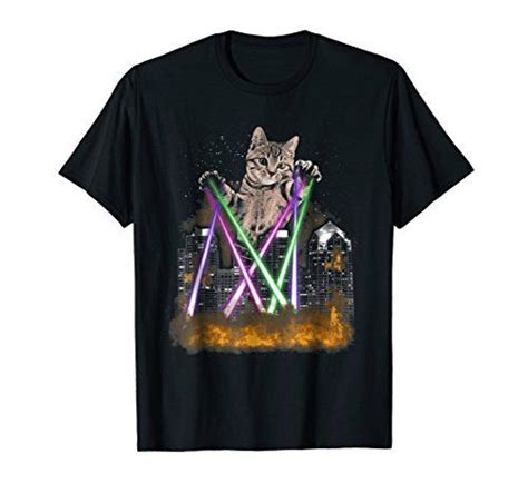 Mens Laser Cat T Shirt The Fluffy Destroyer For Cat Lovers