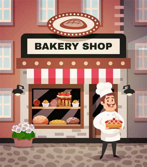Bakery Shop Cartoon Illustration 480654 Vector Art At Vecteezy