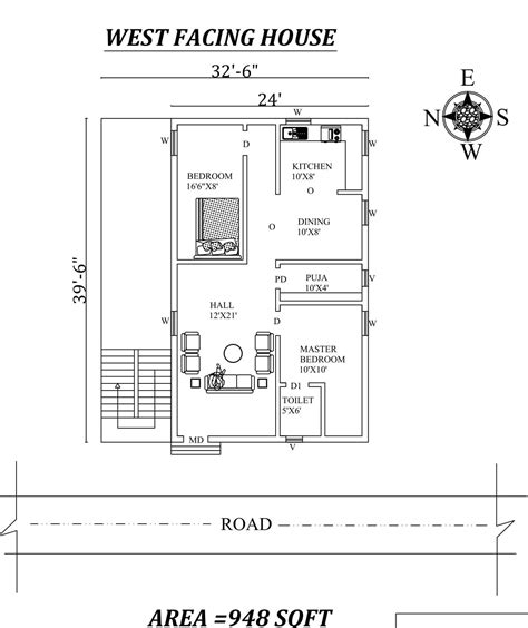 326x396 Marvelous 2bhk West Facing House Plan As Per Vastu Shastra