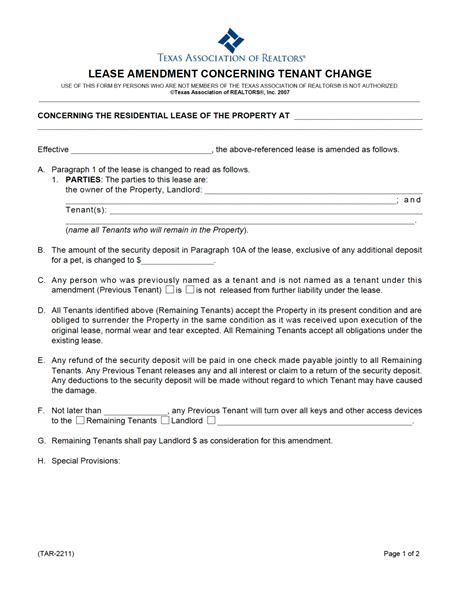 Free Texas Rental Lease Agreement Templates Pdf