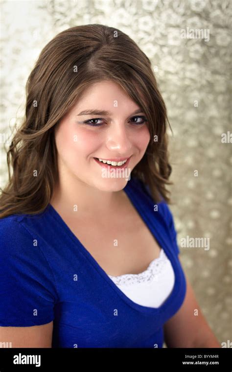 A 17 Year Old Girl With Long Brown Hair Stock Photo Alamy