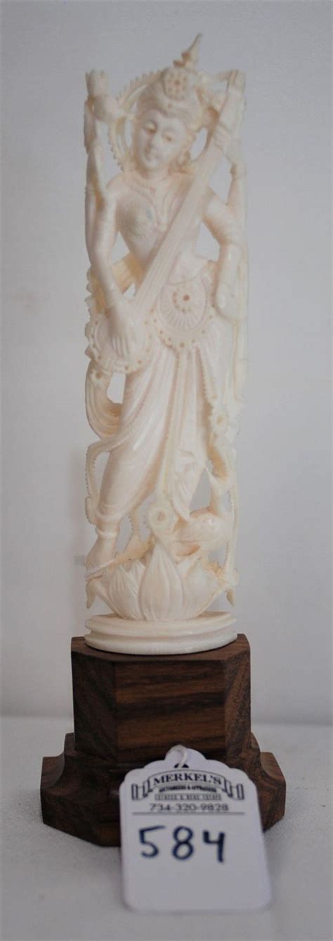 Sold Price Ivory Carved Goddess Saraswati Figure Invalid Date Est