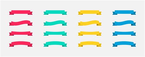 Ribbons Banners Colorful In Flat Design Ribbon Banners Vector Icons