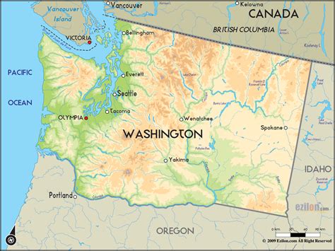 Washington State Map With Landmarks Map Of World