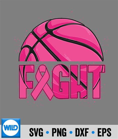 Basketball Svg Fight Breast Cancer Awareness Fighter Pink Ribbon Basketball Svg Cut File Wildsvg