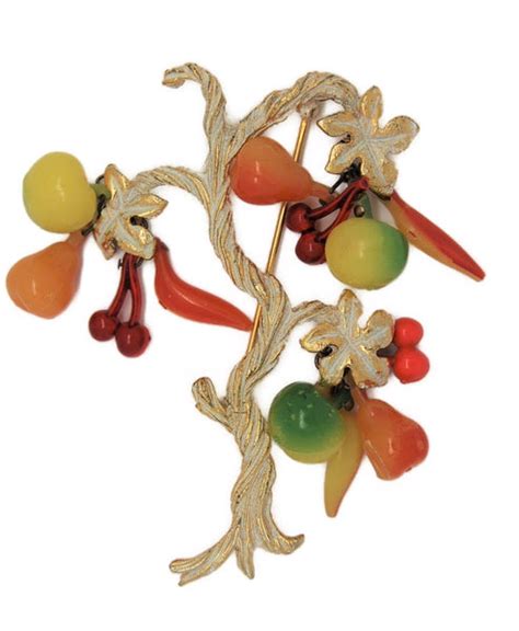 Hobe Fruit Art Glass Tree Of Life Vintage Figural Pin Brooch Rare